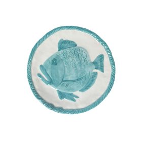 Hal mintás lapos tányér 30 cm türkiz