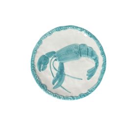 Homár mintás lapos tányér 22 cm türkiz