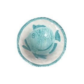 Hal mintás mély tálka 18 cm türkiz