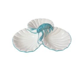 Homár mintás 3 részes kínáló, türkiz