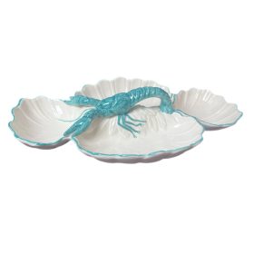 Homár mintás 4 részes kínáló, türkiz