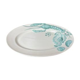Homár mintás ovális tál 36*25 cm türkiz
