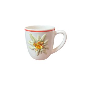 Havasi gyopár mintás bögre, piros szélű