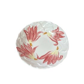 Fehér tál mályva színű virág mintával 32 cm 