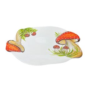 Gomba mintás ovális, lapos tál 42*30 cm
