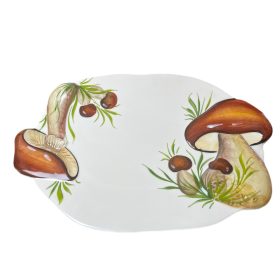 Gomba mintás ovális, lapos tál 42*30 cm